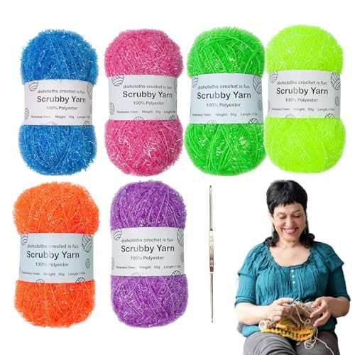 Hilo scrubby multicolor para tejer estropajos y toallas de baño 2