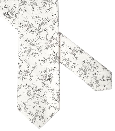 Image of BELLUNO Men's Cotton Floral Skinny Tie, 2.5 inch Width, with Gift Box