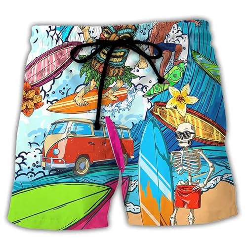 Men‘s Colorful Graffiti 3D Printed Surfing Board Shorts Cool Summer Street Hip Swim Trunks for Beach Shorts2