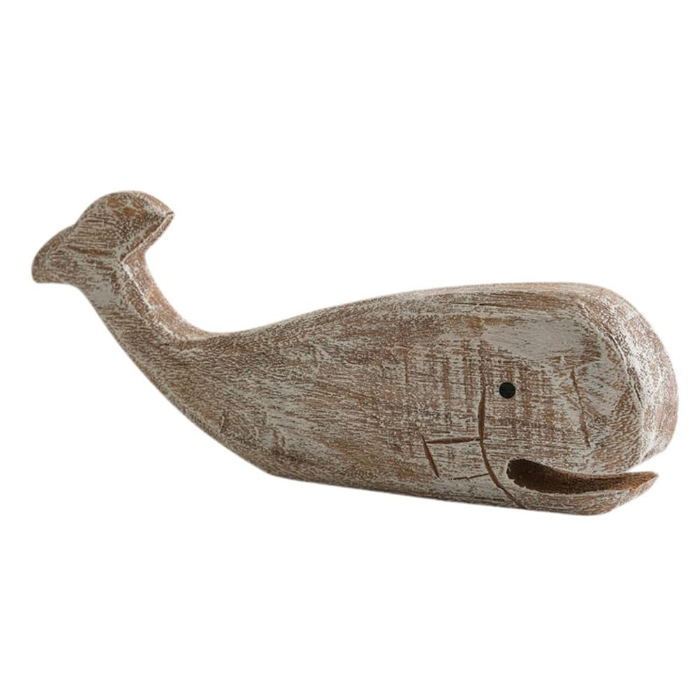 CTRLZS Wooden Whale Sculpture Nautical Decoration Housewarming Gift Desk Statue Entrance Wooden Animal Statue