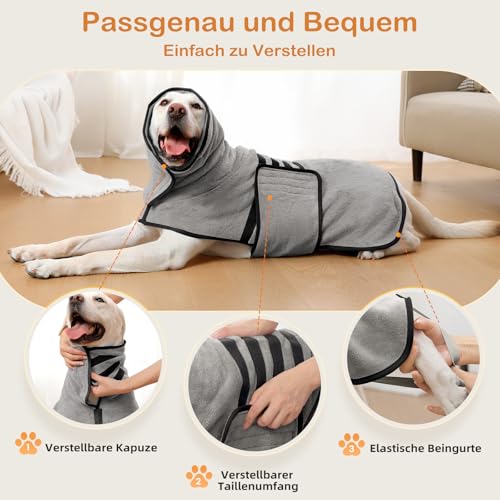 Zorela Hundebademantel, Superweicher Bademantel Hund aus Korallenvlies, Hunde Bademantel Hundehandtuch Extra Saugfähig für nach dem Bad, Strand, Pool