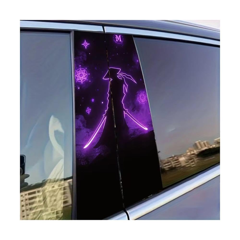 Dabhuoc One Color Car Parts 2 Pcs Car B-Pillar Sticker Dual-Sword Swordsman Glossy Protective Polyethylene Film