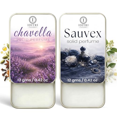 Image of Solid Perfume |Chavella&Sauvex Alcohol Free Wax Perfume Balm, Long Lasting | Pocket Tin 12g, Pack Of 2| Non Greasy Smooth Glide, Travel Friendly Men And Women