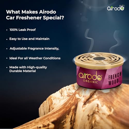 Image of Airodo One French Wood Organic Car Perfume, Strong Fiber Air Freshener to Freshen'up Your Car - Car Accessories interior car perfumes and fresheners (50g with 2 Refill)