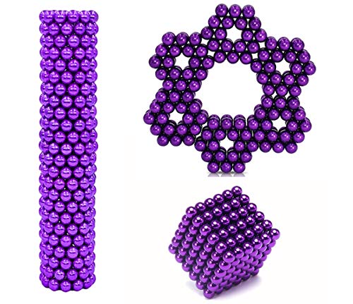 SENBAO Magnet Balls Tactile Gadget Coolest Gift Perfect Stress Relief with Endless Shapes Brainpower Development (Purple-5MM-216PCS)