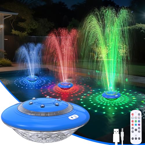 Floating Pool Fountain with Lights Show, 9 Pool Light...