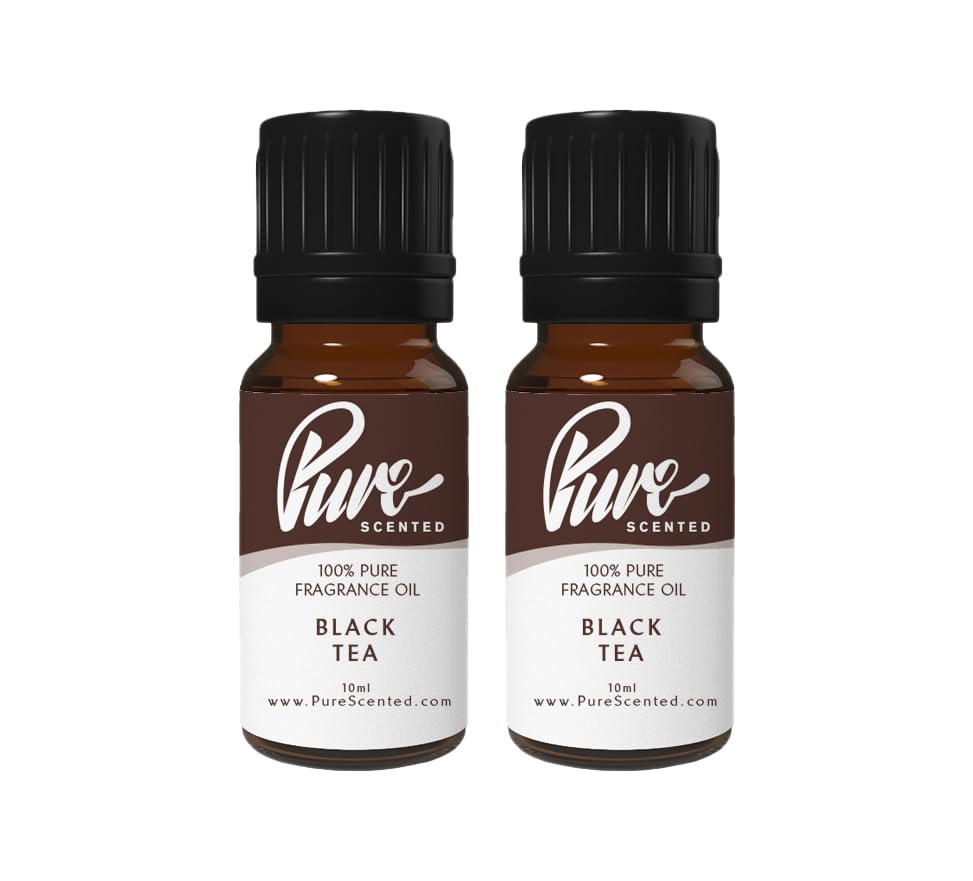 Pure Scented 20ml Fragrance Oils - 2 x 10ml Suitable for Candles, Soaps, Slime, Diffusers, Cosmetics, Wax Melts, Designer (2 x 10ml, Black Tea)
