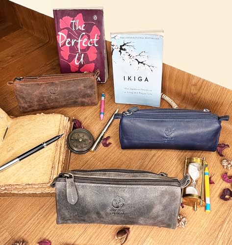 Rustic Town RT6358FLR Leather Pencil Case - Zippered Pen Pouch thumb #5