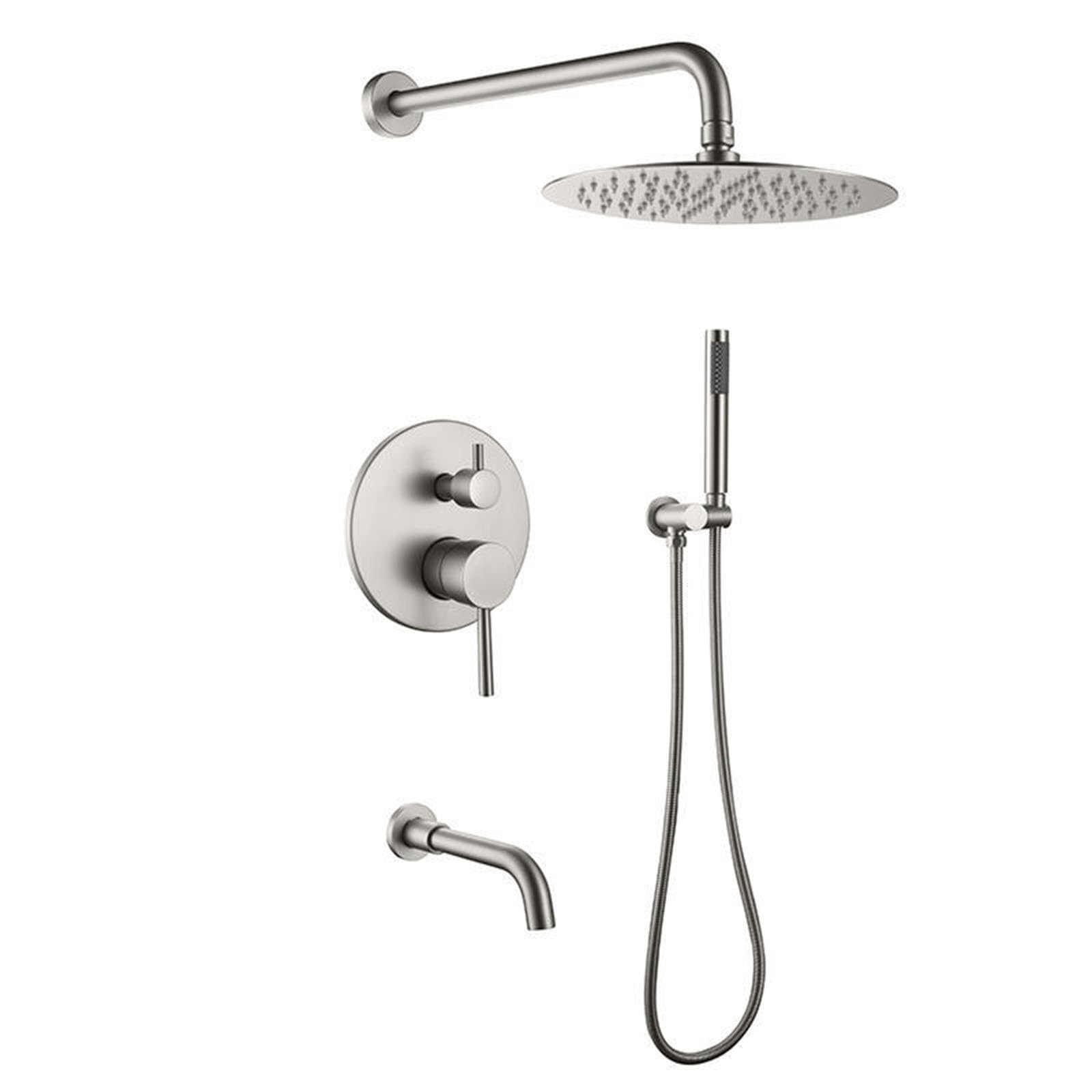 Mitigeur de douche encastré mural chromé avec robinet bain-douche - 7