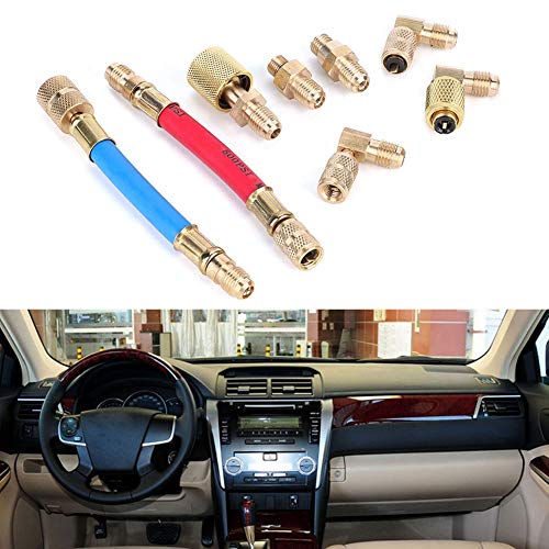 Kit d'adaptateur de connecteur de réfrigération Suuonee, 8 pièces/ensemble de tuyaux de l'adaptateur de connecteur de réfrigération R-12A/C pour la climatisation R134A R12