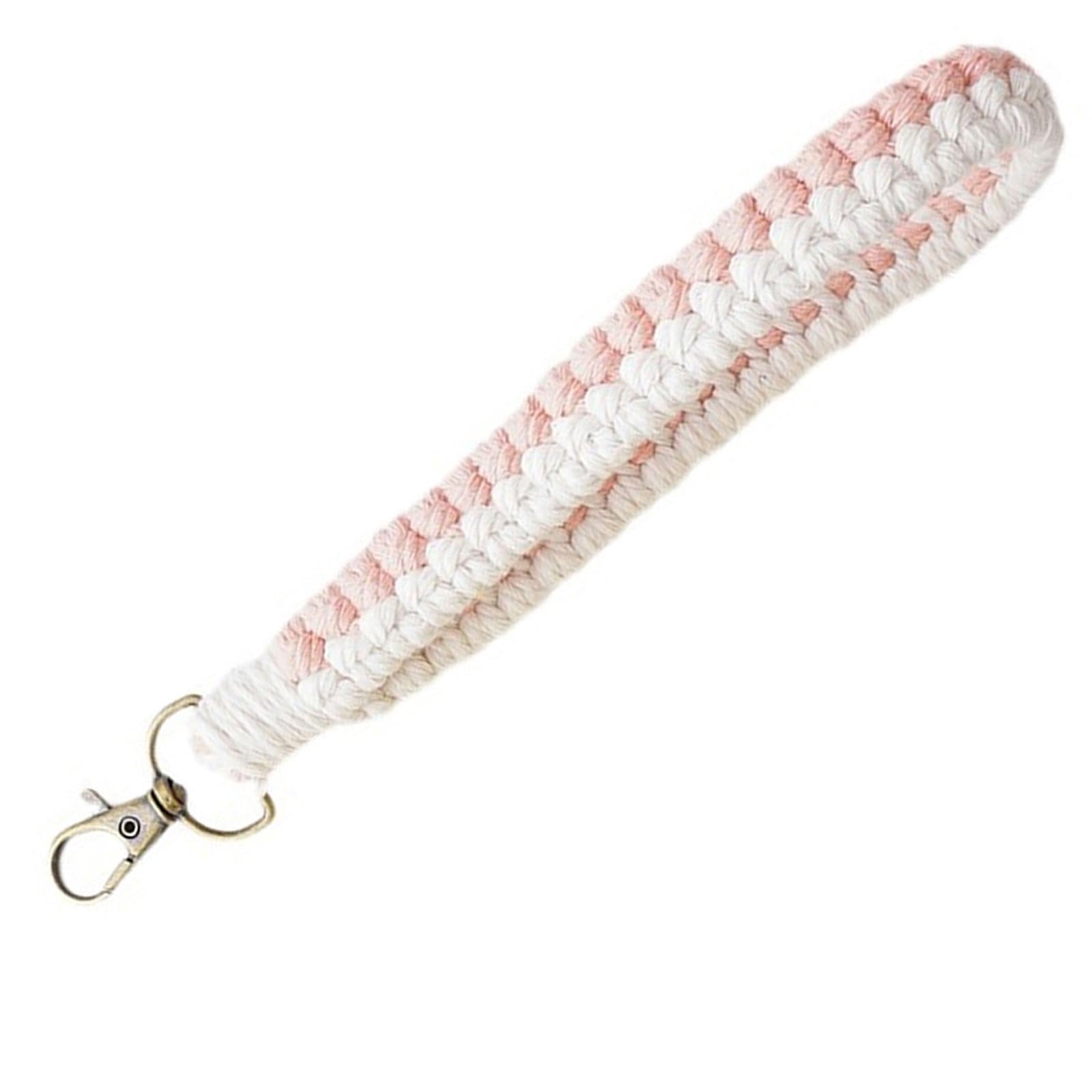Tsophreniq Handwoven Keychain Cotton Rope with Metal Clasp Keyring Colorful Braided Wristlet Chain Women Phone Charm Lanyard Backpacks Accessory