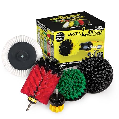 Image of Drillbrush Multi-Surface Drill Brush Attachments Set for Car Interior, Bathroom, Flooring, Counters, Sinks, Siding, Garages, and More - Dishwasher Safe Drill Brush Car Detailing Kit Attachment Set