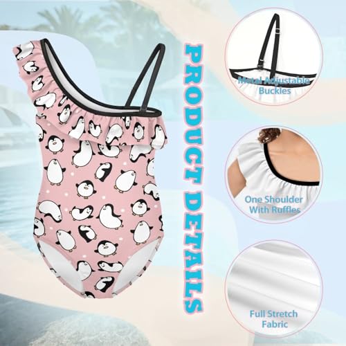 FUSURIRE Girls Swimsuit One Piece Ruffle Swimsuit Non-Slip Straps UPF 50+ for Girls Size 3-14 Years3