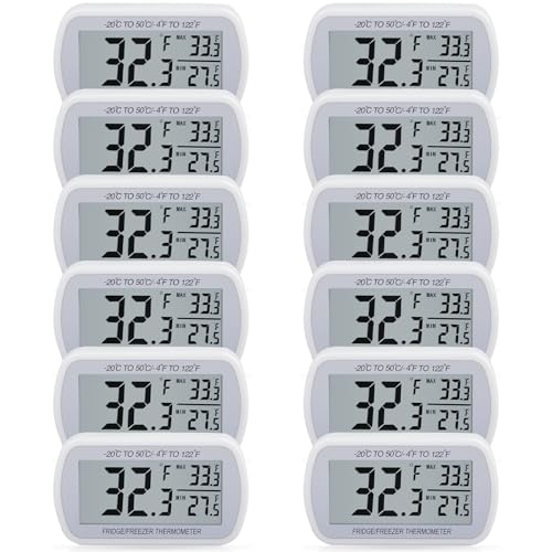 AEVETE 12 Pack Waterproof Digital Refrigerator Thermometer for Freezer Room