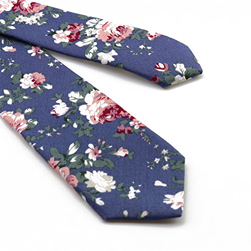 Image of Mantieqingway Floral Ties for Men Skinny Cotton Tie Flower Necktie