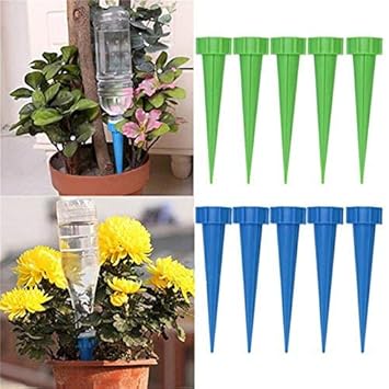 GlobalNiche 12Pcs Garden Irrigation Watering Kits Plant Flower Water Control Drip Cone Spike Waterer Bottle Irrigation System 13.5 * 3Cm