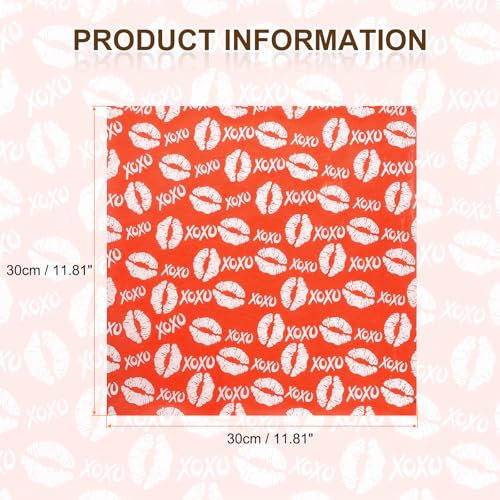QUARKZMAN 100 Stück Wachspapierblätter 11,81 x 11,81 Rote Lippen Ölabsorbierendes Trockenlebensmittel Verpackungspapier für Sandwich Picknickkorb Brot Hamburger Verpackung Küche, Rot
