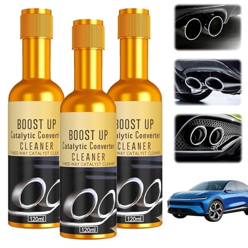 Ciirvoe 3Pcs Catalytic Converter Cleaner Kit Boost Up Catalytic Convertor Cleaner Exhaust System Pipe Carbon Removal Cleaner Treatment Additive Oil Fuel System Treatment Oil Additive