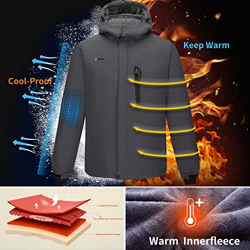 Image of Men's Winter Skiing Jacket Waterproof Warm Snow Fleece LiningCoat Mountain Hooded Windproof Rain Jacket S-6XL