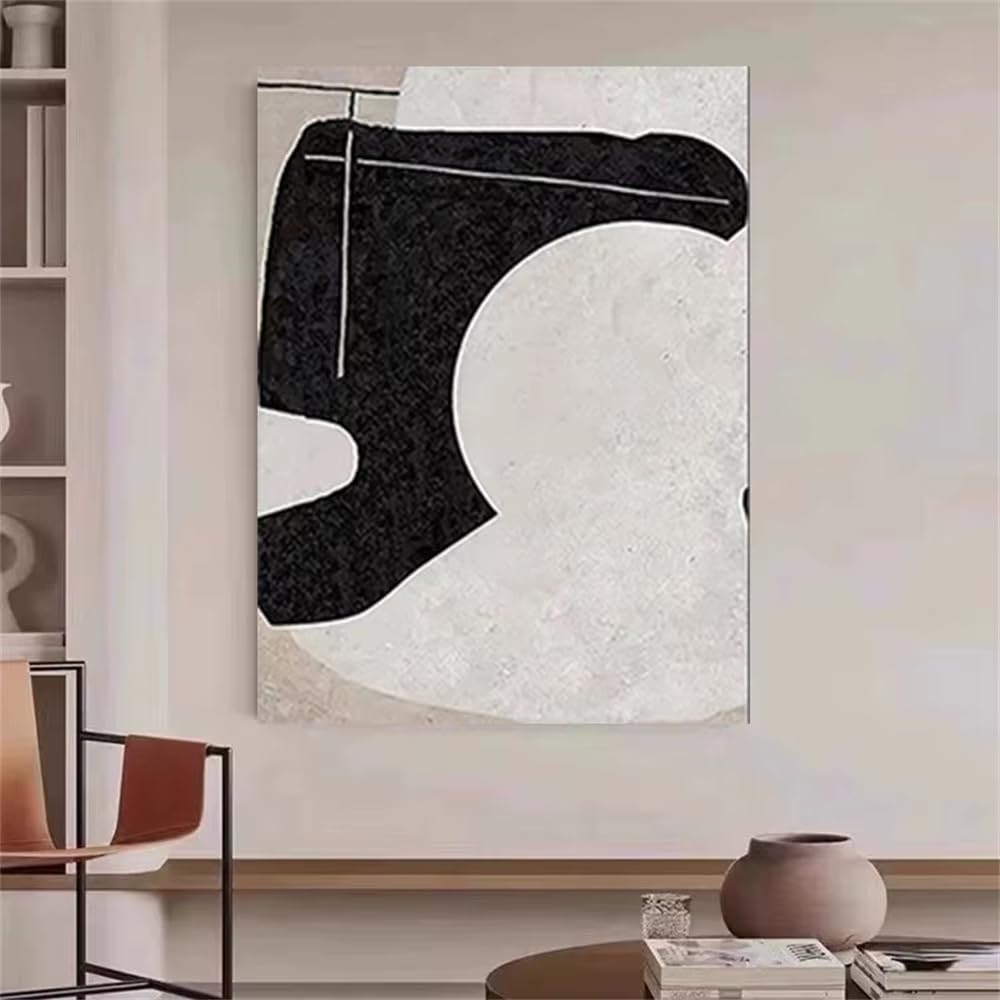 Tableau abstrait imprimé sur toile noir et blanc affiche décorative - 8