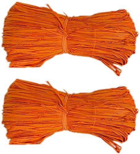 Novatool Raffia - Cinta de rafia natural, 2 unidades de 50 g, color naranja, rafia natural, para manualidades Cover