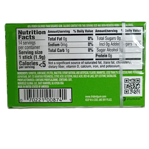 Image of Trident Sugar Free Chewing Gum Perfect Peppermint Flavor, 14 Sticks, 26 g And Watermelon Flavor, 14 Sticks, 26 g