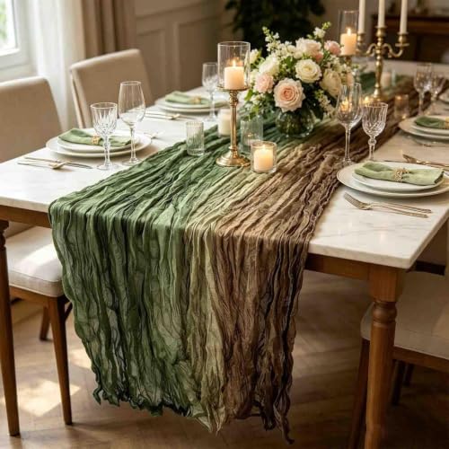 70.8x35.4'' Gradient Green Cheesecloth Table Runner, Gauze Table Cloth - image 1