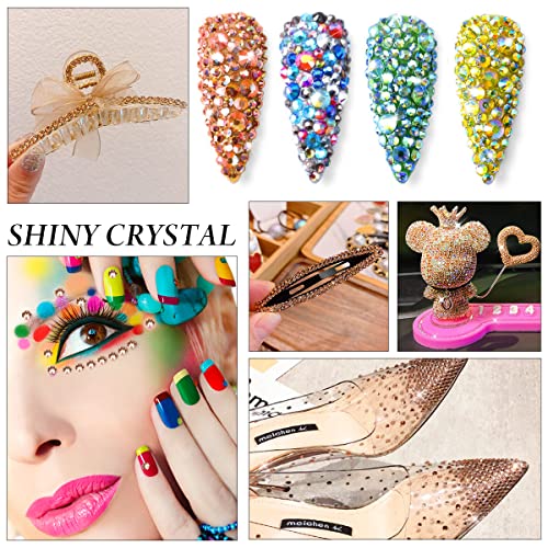 Image of Rhinestones Flatback Rhinestones for Crafts Glass Nail rhinestones Nail Gems Crystals Non Hotfix Rhinestones for Makeup Bags Shoes Decoration DIY(SS8,1440pcs,Champagne)