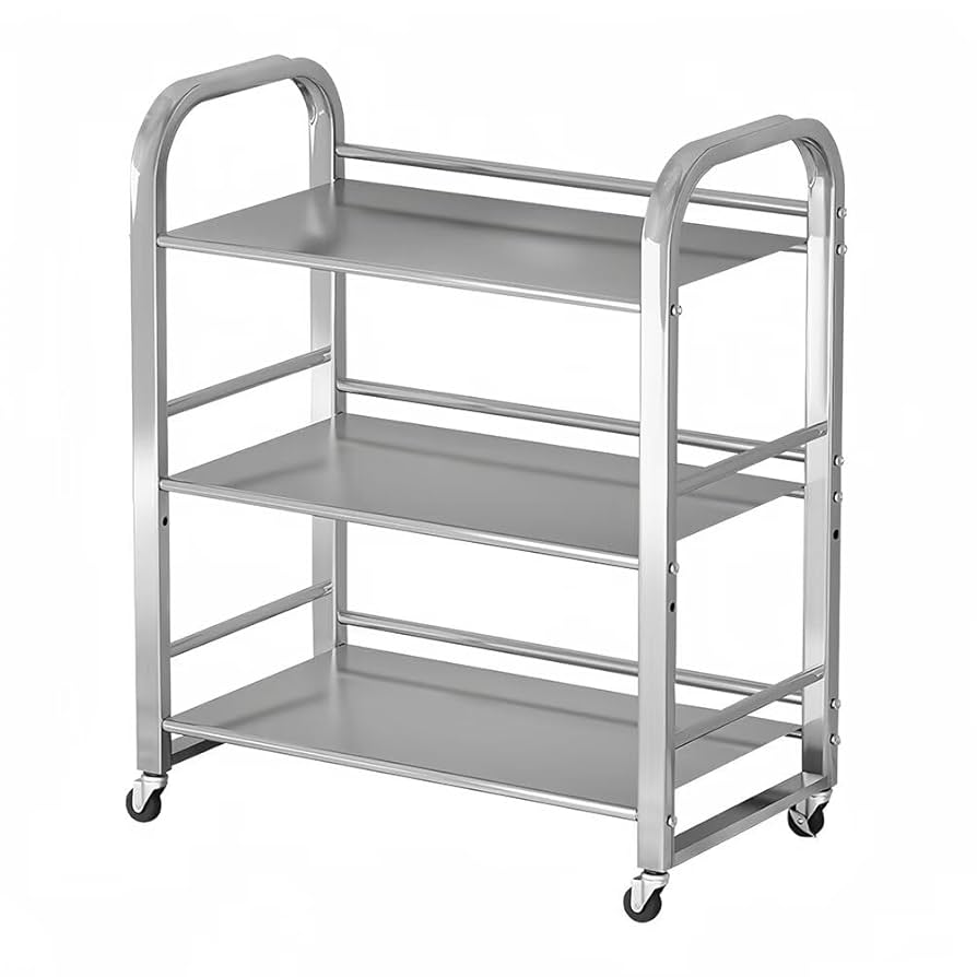 【新品】キッチンワゴン キャスター 大きめ ステンレス 3段 配膳キッチンカート Amazon.co.jp: ステンレス ワゴン 配膳カート、キッチン 作業台