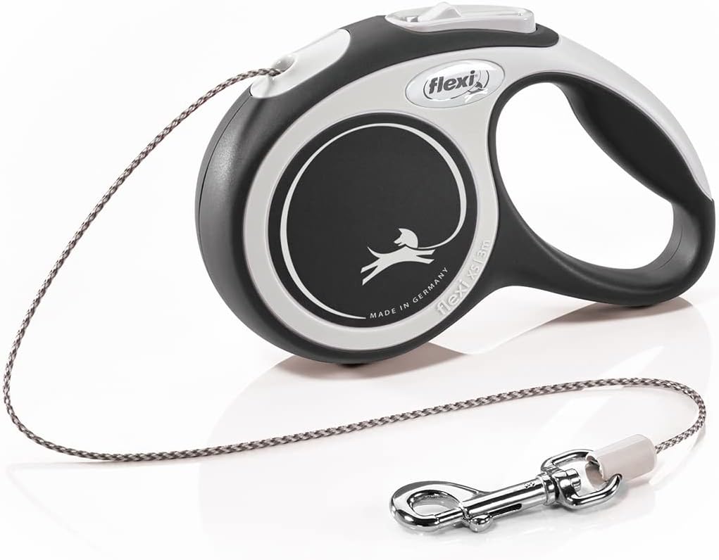 Flexi New Comfort Cord Grey & Black Extra Small 3m Retractable Dog Leash/Lead for Dogs up to 8kgs/18lbs