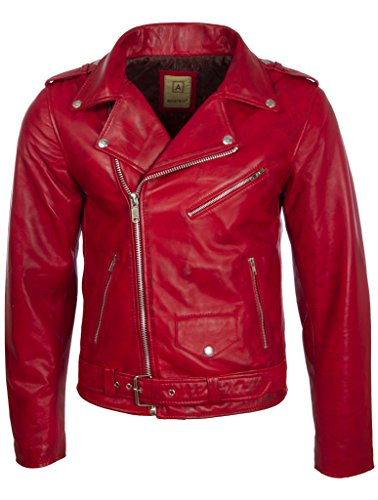 Aviatrix Chaqueta Biker para Hombre con Cinturon En Piel De Vacuno Real O Piel De Oveja Autentica (N2KG) Cover
