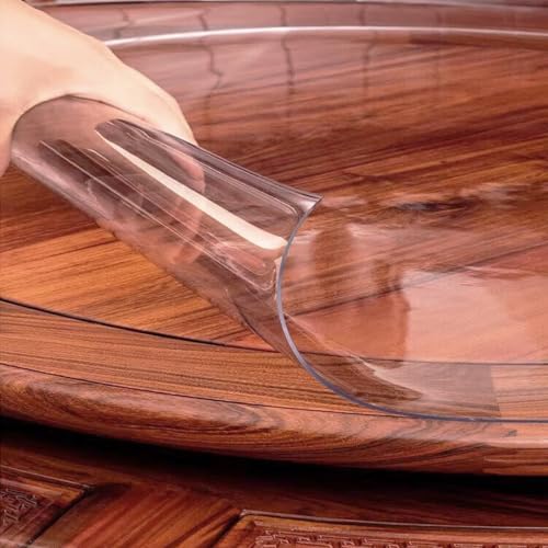 撥水 テーブルクロス 透明PVC 円形 デスクマット 防油 テーブル テーブルマット デスクマット 透明 テーブルカバー 円形 厚さ2.0mm 防水 耐久 耐熱 無臭 汚れ防止 直径100 105 120 150cm(Frosted,145cm)