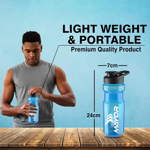 Image of Mayor 650ml Gym Protein Shaker Bottle with Mixing Ball | BPA Free & Leak Proof (Blue)