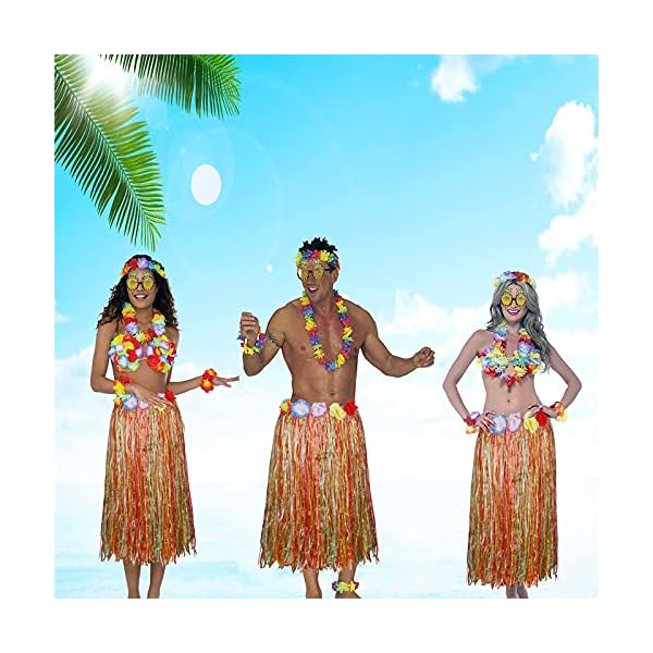Phogary 8 pack hula skirt costume kit for hawaii luau party - image 7