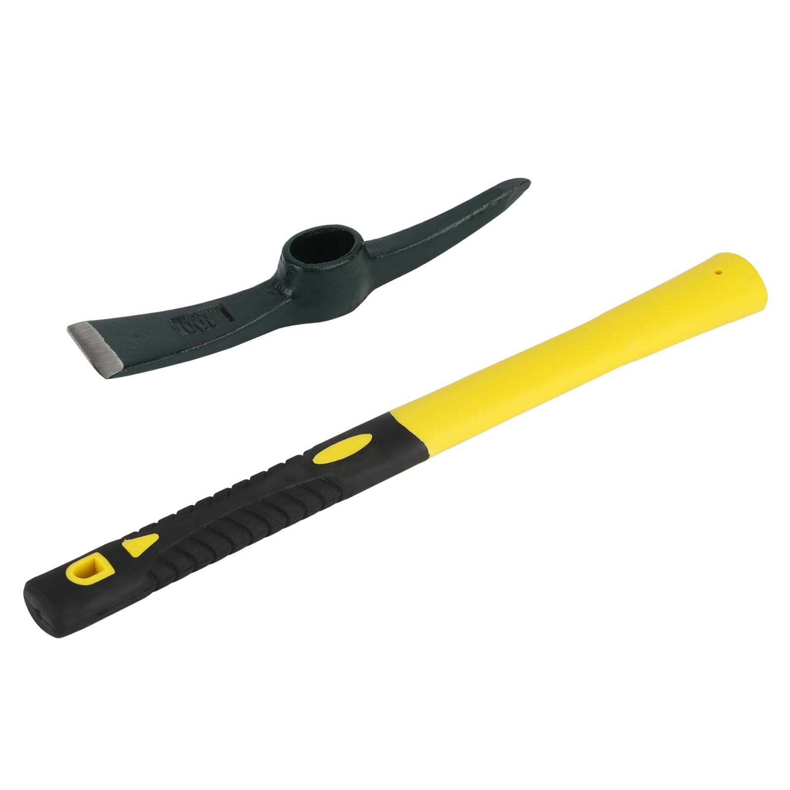 Lot de 2 pioches pointues robustes de 38 cm avec tête forgée et pioche plate pour camping, prospection, jardinage