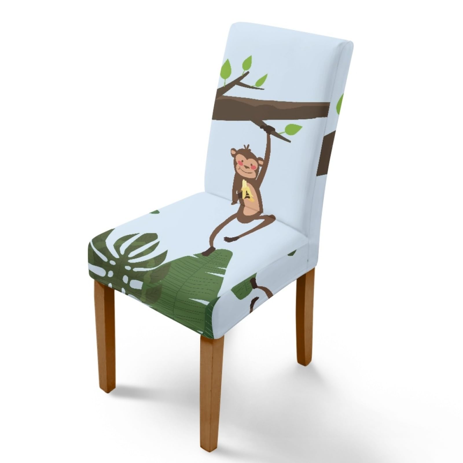 Fundas Sillas de Comedor Marrón Animal Verde Funda Sillas Comedor Lavables Funda Silla Oficina Extensible Poliéster Desmontables Fundas Sillas Ajustables Universal Juego de 6