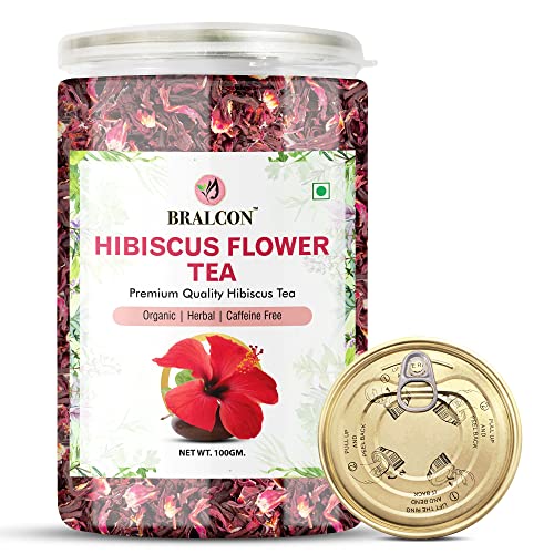 Image of BRALCON Hibiscus Flower Tea 100g | Premium Dried Whole Leaf Infusion | 100% Natural Herbal for Iced Drinks & Cocktails | Pure Floral Botanical