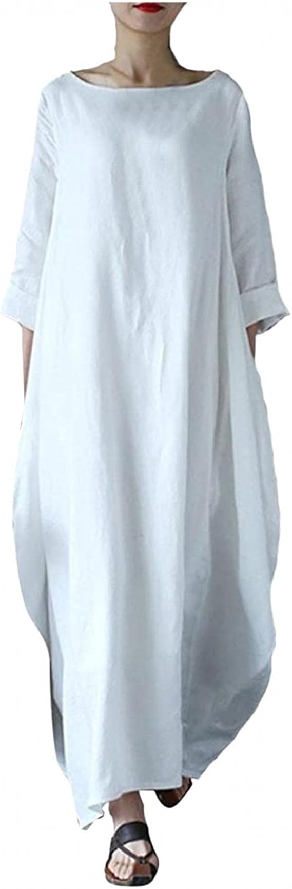 Amazon Co Jp ワンピース レディース 夏 ロング ワンピース 着痩せ 綿麻 ゆったり マキシ丈 リゾート 長袖 大きいサイズ 無地 チュニック 丸首 ロングシャツ カジュアル マキシ丈 トップス コットンリネン 体型カバー 着痩せ お洒落 旅行 シューズ バッグ