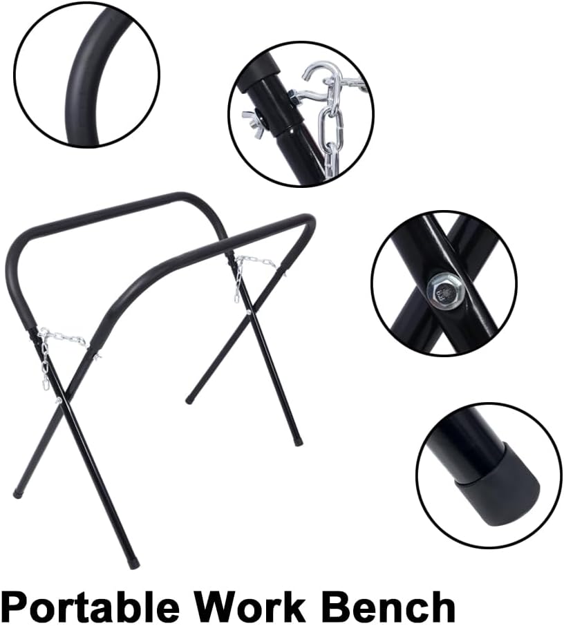 1 Pack Heavy Duty Work Stand, Folding Work Stand, Foldable Portable Workbench for Bumpers, Fenders, Doors, Hoods Works, Automotive Fender Stands for Garages, Repair Shops, 750 Lbs Capacity