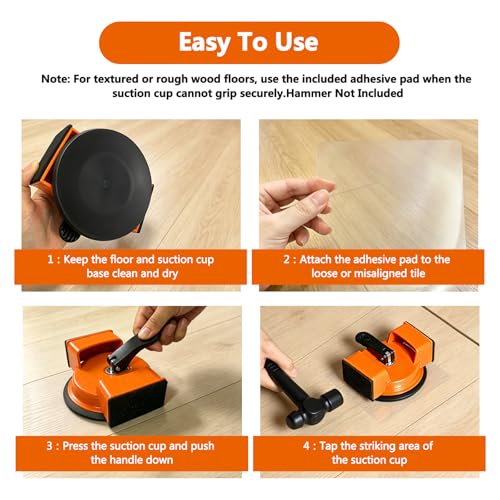 Vowish Floor Gap Repair Tool, Heavy Duty Floor Gap Fixer with Strong Suction Cup and Dual-Sided Striking Surface, for Laminate, Vinyl, Wood, Tile and Composite Flooring, Includes 10 Adhesive Pads by Vowish - Used condition - Image 3