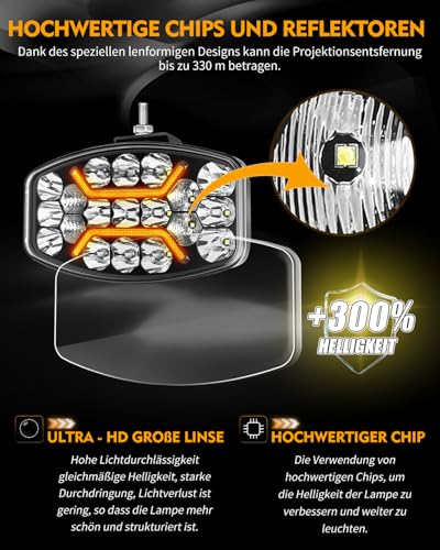 CO LIGHT 2PC 10 Zoll LED Fernscheinwerfer 12/24v,150W 180° Justierbar Arbeitsscheinwerfer IP69 Wasserdicht ECE weiß Amber Zusatzscheinwerfer Auto für LKW, Traktor,4x4, ATV, Boot
