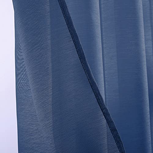 Donren Semi Sheer Panel Curtains Scarf-Home Decor Window Sheer Valance Voile Scarf 1 Piece,52 Inches Wide By 216 Inches Long,Navy Blue #TOP2
