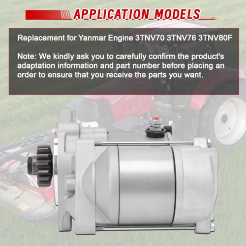 Motor de Arranque para Motor 12V, Reemplazo para Yanmar 3TNV70 3TNV76 3TNV80F miniatura 4