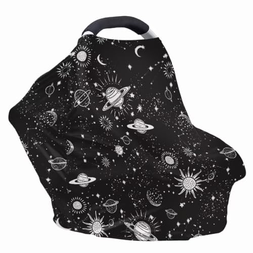 Image of Coldinair Outer Space Planets Multifunctional Nursing Cover Multi Use Cover for Baby Car Seat Canopy Shopping Cart Cover,Stroller Cover