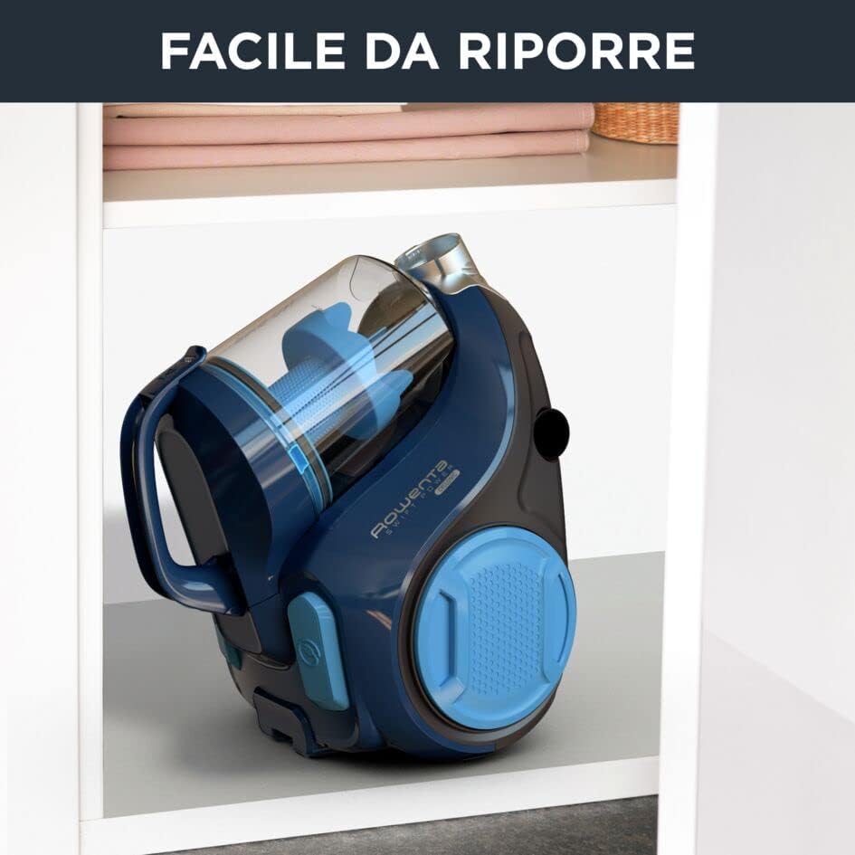 Rowenta RO2981 Swift Power Cyclonic Aspirapolvere a Traino Senza Sacco, 1.2 L, 750 W, 77 dB(A), Tecnologia Ciclonica, Design Compatto, Potente e Silenzioso, Filtro Alta Efficienza, 5 Accessori Inclusi : Amazon.it: Casa e cucina