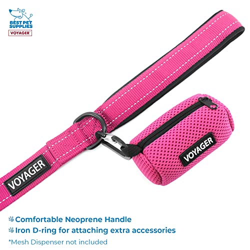 Image of Best Pet Supplies Voyager Step-in Lock Pet Harness w Reflective Pet Leash Combo Set with Neoprene Handle 5ft - Supports Small, Medium and Large Breed Puppies /Cats - Fuchsia Set, XXXS