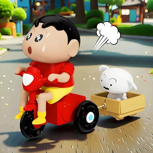 Image of Shopiitoo shin-chan Action Figure with Shiro | Funny Scooter Cartoon Toy | Car Dashboard & Desk Decoration Showpiece | Cute Collectible Gift for Kids, Fans & Adults (Ages 6+)