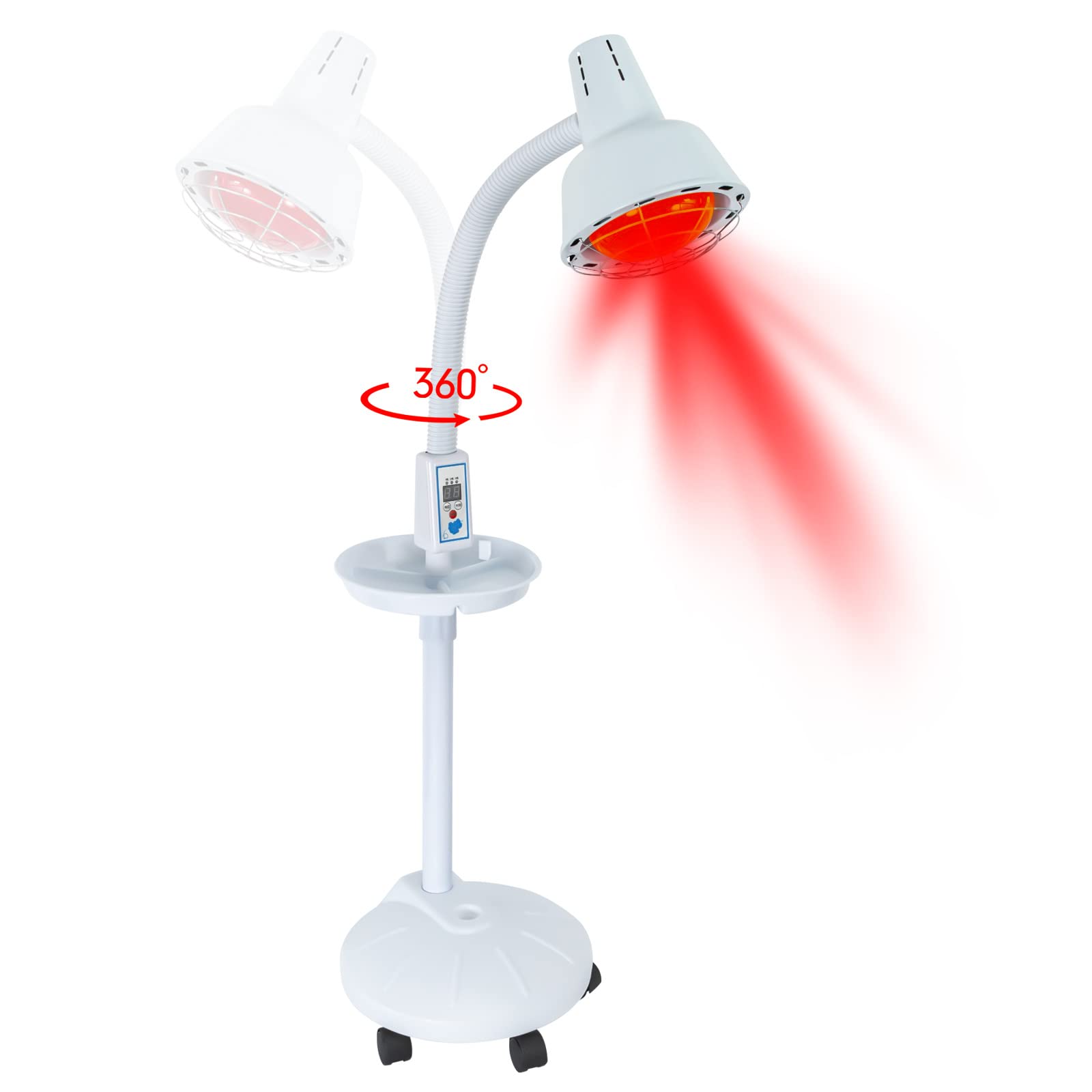 Lampe à lumière rouge - Lampe thérapeutique - 275 W - 10 vitesses - Rotation à 360° - Avec minuterie, télécommande, hauteur réglable et 5 rouleaux - Thérapie professionnelle à la lumière