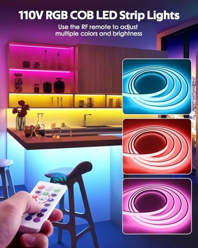 Tira LED RGB COB Bluetooth 10FT 110V multicolor miniatura 3