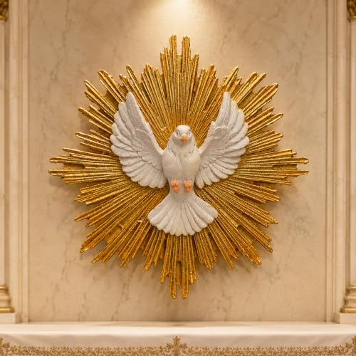 Image of KariGhar Resin Faith Dove Holy Spirit Wall Hanging Idol Perfect for Altar, Housewarming, Gifting and Decoration, Multicolor, 5 x 19 x 19 Cm | Perfect for Prayer Room, Drawing Room Decoration, Gifting, A0054